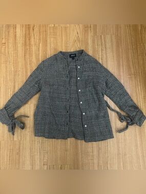 Armani Jeans Women's Black & Gray Plaid Button-Front Jacket